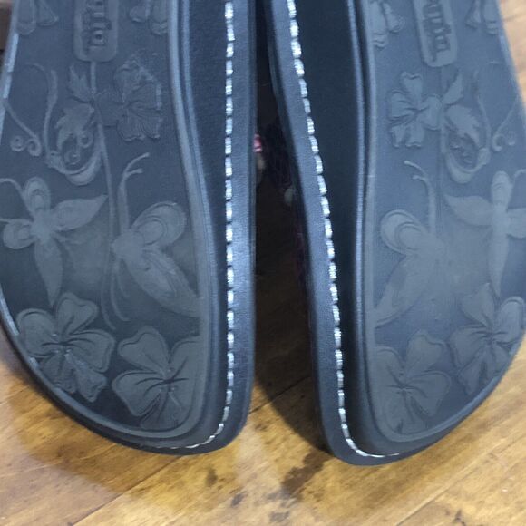 Alegria Mary Jane Clog Womens 37 Red Black Snakeskin Embossed Feliz Shoe Nursing - Picture 15 of 16